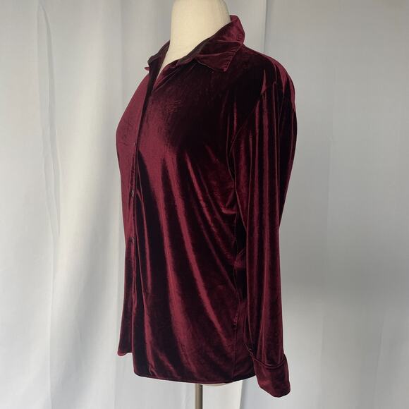 Velvet Top Womens Size Large Burgundy Button Witchy Whimsigoth Fairy Grunge Y2K - Picture 6 of 11
